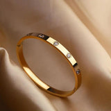 Golden Love Crystal Wedding Bangle Bracelet