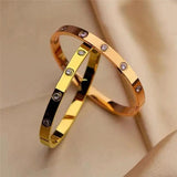Golden Love Crystal Wedding Bangle Bracelet
