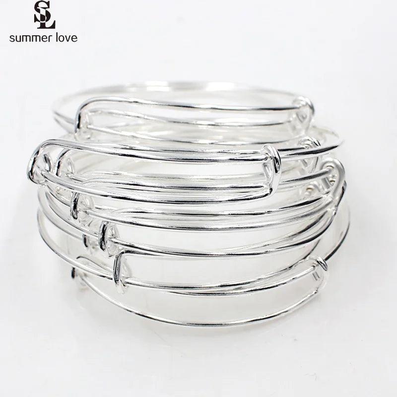 Kids Wire Bangles Expandable Bracelet for DIY Jewelry Charms, 5.8cm/5cm Diameter