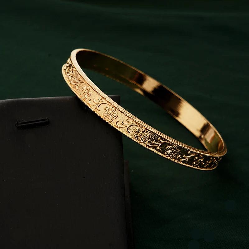 Carved Flower Slim Hand Bangle Indian Jewelry Bracelets for Women