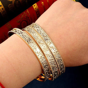 Carved Flower Slim Hand Bangle Indian Jewelry Bracelets for Women