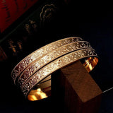 Carved Flower Slim Hand Bangle Indian Jewelry Bracelets for Women