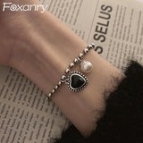 Foxanry Bead Chain Bracelet INS LOVE Heart Pearl Pendant