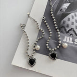 Foxanry Bead Chain Bracelet INS LOVE Heart Pearl Pendant