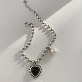 Foxanry Bead Chain Bracelet INS LOVE Heart Pearl Pendant