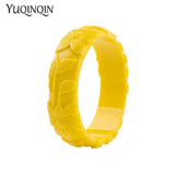 Vintage Flower Engraved Resin Cuff Bracelet Women's Acrylic Party Jewelry