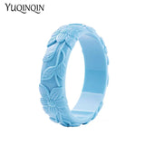Vintage Flower Engraved Resin Cuff Bracelet Women's Acrylic Party Jewelry