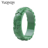 Vintage Flower Engraved Resin Cuff Bracelet Women's Acrylic Party Jewelry