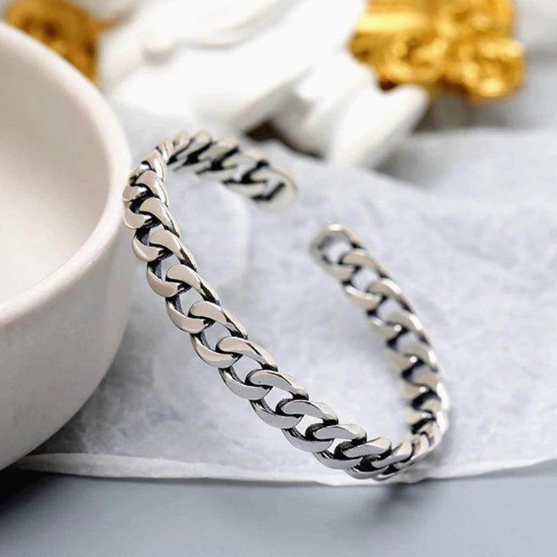 Silver Twisted Stitching Bangle Minimalist Style Jewelry