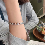 Silver Twisted Stitching Bangle Minimalist Style Jewelry
