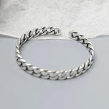 Silver Twisted Stitching Bangle Minimalist Style Jewelry