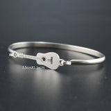 Love Guitar Bangles Bracelets Stainless Steel Jewelry Gift
