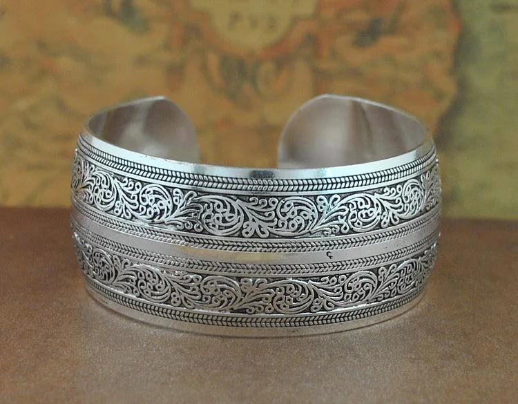 Yumfeel Tibetan Silver Bangles Vintage Bracelet for Women
