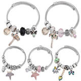 Coconut Tree Zircon Beaded Stainless Steel Cuff