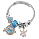 Coconut Tree Zircon Beaded Stainless Steel Cuff
