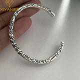 Vintage Silver Letters Spiral Bangle for Women Party