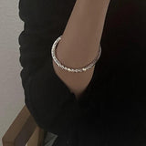 Vintage Silver Letters Spiral Bangle for Women Party