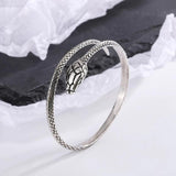 Flat Head Snake Silver Plated Bangle - Personality Creative Animal Bracelet