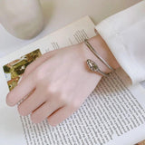 Flat Head Snake Silver Plated Bangle - Personality Creative Animal Bracelet