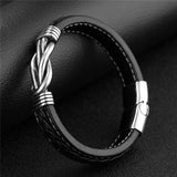 Men's Leather Metal Braided Bracelet