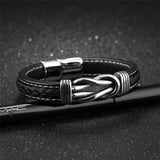 Men's Leather Metal Braided Bracelet