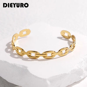 316L Stainless Steel Geometric Link Cuff Bracelet for Girls