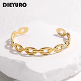 316L Stainless Steel Geometric Link Cuff Bracelet for Girls
