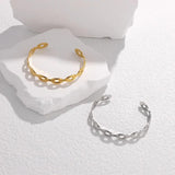 316L Stainless Steel Geometric Link Cuff Bracelet for Girls