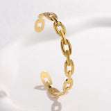 316L Stainless Steel Geometric Link Cuff Bracelet for Girls