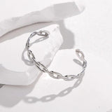 316L Stainless Steel Geometric Link Cuff Bracelet for Girls