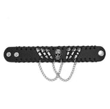 Men's Rock Punk Stainless Steel Bullet Skull Leather Wristband