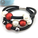 Pearl Bracelet Women Charm Bangles Soft Rubber Bohemia Hand Chains