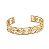 316L Stainless Steel Leaf Cuff Bracelet For Women Adjustable Bangle