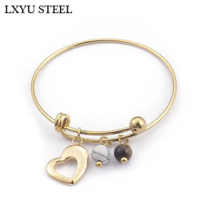 Stainless Steel Love Heart Bracelet & Bangle For Women - Mother's Gift