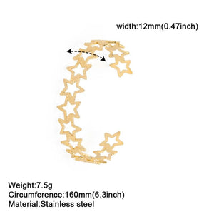 Skyrim Women Bohemian Star Cuff Bracelet Stainless Steel