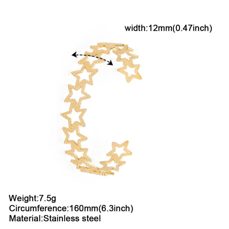 Skyrim Women Bohemian Star Cuff Bracelet Stainless Steel