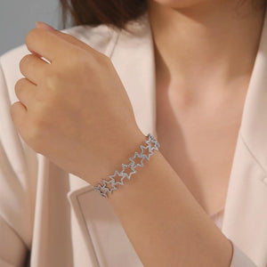 Skyrim Women Bohemian Star Cuff Bracelet Stainless Steel