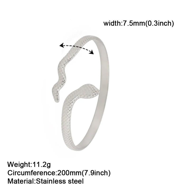 Snake Bangles Stainless Steel Open Adjustable Snake Shape Bracelets