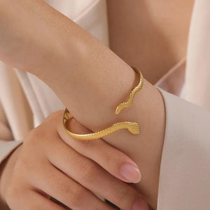 Snake Bangles Stainless Steel Open Adjustable Snake Shape Bracelets