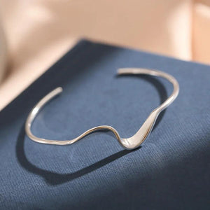 Silver Wave Cuff Bangle for Women Men Silver Party Jewelry Bracelet