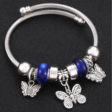 Beaded Stainless Steel Bracelet Charms Elephant Butterfly Dragonfly Life Tree