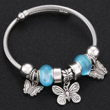 Beaded Stainless Steel Bracelet Charms Elephant Butterfly Dragonfly Life Tree