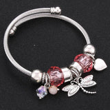 Beaded Stainless Steel Bracelet Charms Elephant Butterfly Dragonfly Life Tree