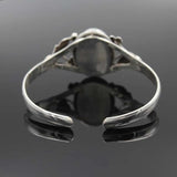 Flower Leaves Silver Bracelet Inlaid Natural Stone Retro Style
