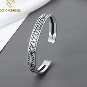 Silver Leaf Opening Bracelet For Women