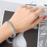 Silver Leaf Opening Bracelet For Women