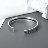 Silver Leaf Opening Bracelet For Women