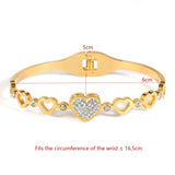 Stainless Steel Lover Heart Bangle Bracelet with Rhinestones