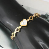 Stainless Steel Lover Heart Bangle Bracelet with Rhinestones