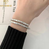 Silver Ethnic Style Bracelet Retro Auspicious Clouds Striped